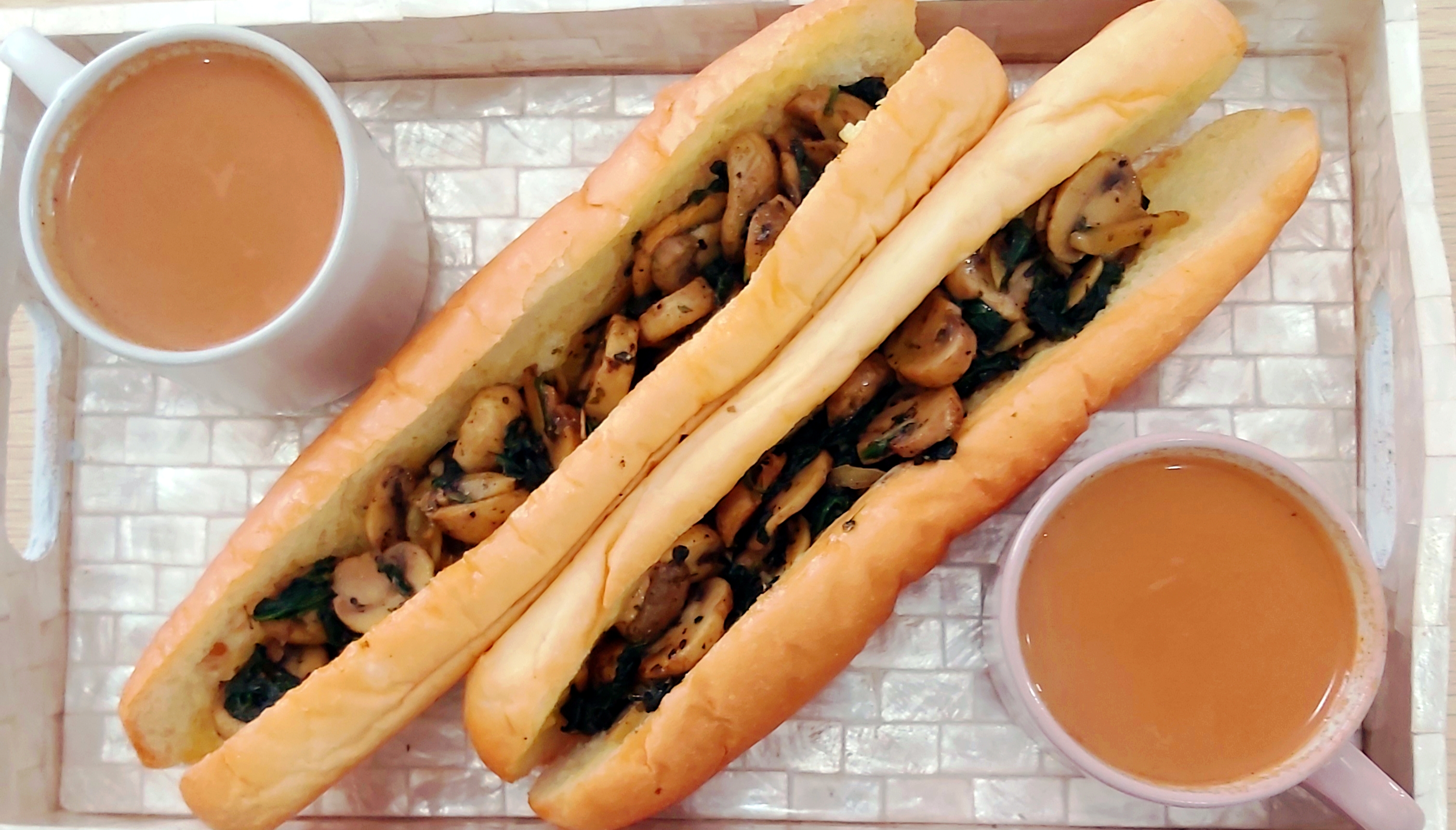 Mushroom Baby Spinach Butter Sandwich